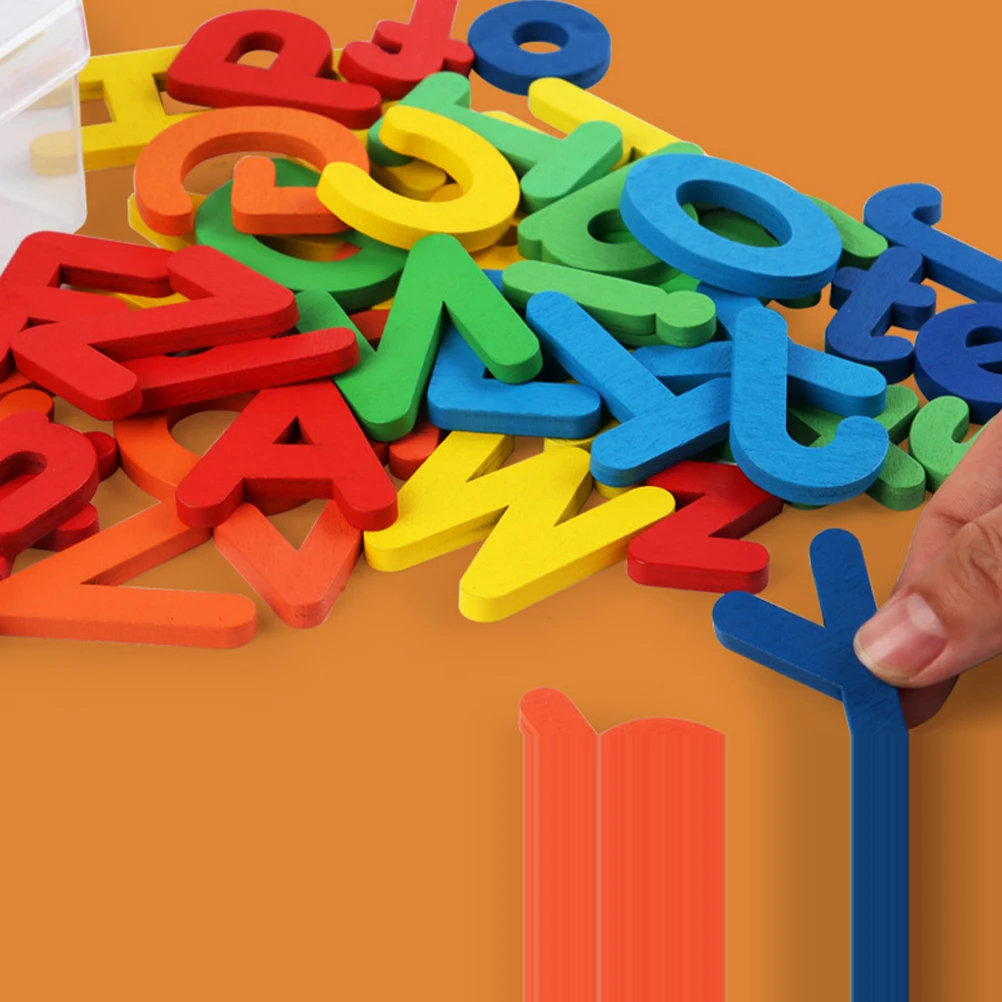 

52Pcs Wooden Alphabet Set Safe Reusable Learning Toys Kids Preschool Educational Gifts Montessori Inspired Fine Motor Skills