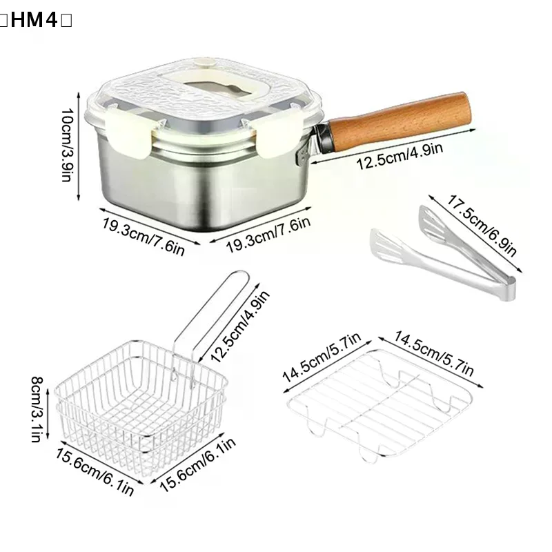Deep Fryer Pot Stainless Steel Frying Pan Oil Saving Square Deep Frying Pan With Basket And Handle Versatile Deep Fryer With Lid