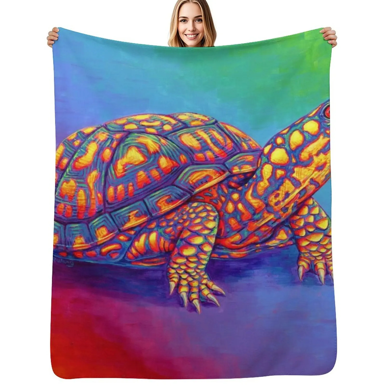

Rainbow Eastern Box Turtle Throw Blanket For Decorative Sofa Plaid Sofa Throw Camping Blankets