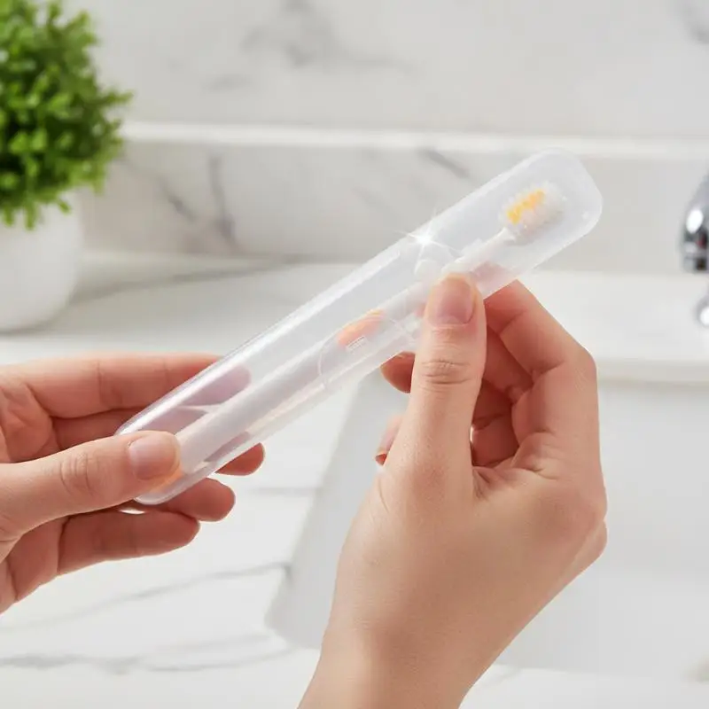 Dustproof Transparent Toothbrush Storage Box Portable Plastic Organizer for Business Travel Bathroom