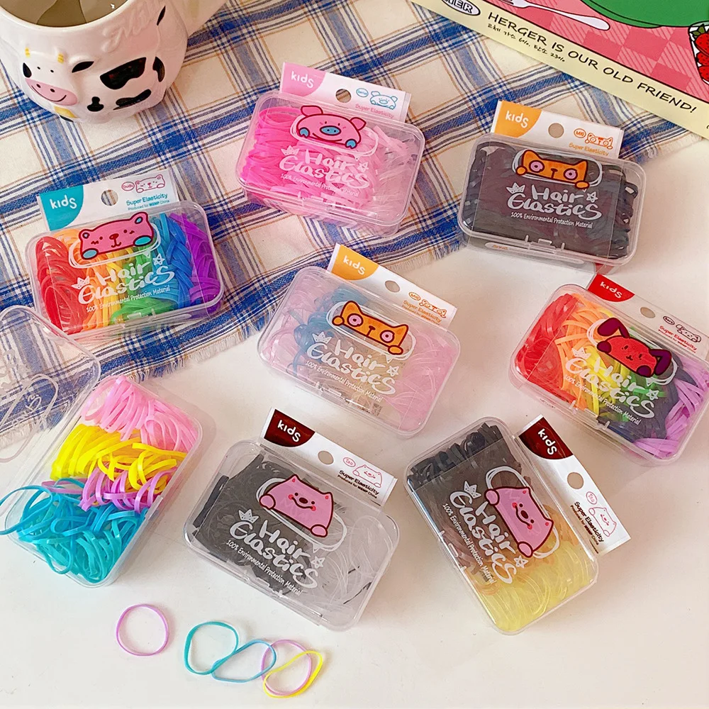 Japanese Cute Jelly Colored Candy Hair Tied Rubber Band Box Baby Headband Disposable Rubber Band