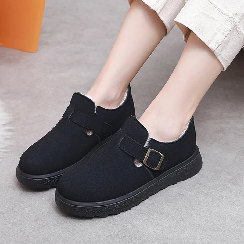 1 Pair Comfortable Winter Keep Warm Snow Boots For Women Girls Lightweight New Stylish Versatile Plush Solid Color Cotton Shoes