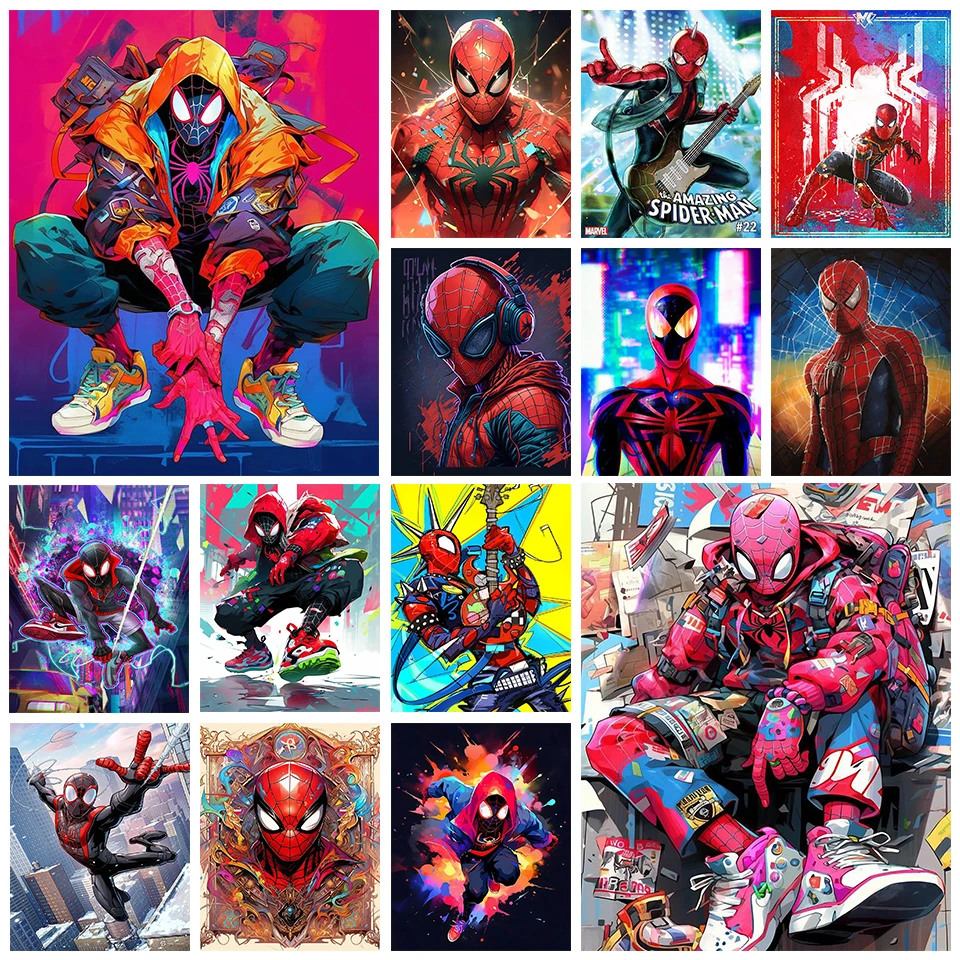 Zipper Bag 5D DIY Marvel Square Diamond Painting Kit Spider-Man Color Tide Chart Sticker Diamond Embroidery Art Kids Gifts