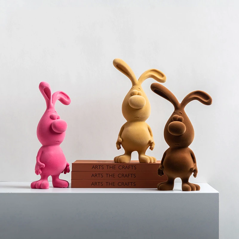 Nerdy Cute Rabbit Flock Ornaments Resin Living Room Children'S Room Tv Cabinet Desktop Creative Coffee Table Cute Furnishings