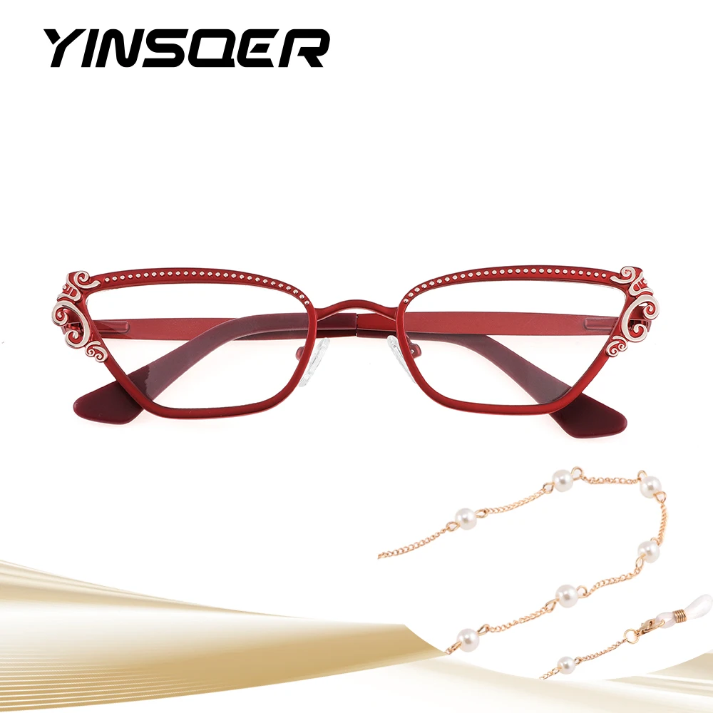 

New Retro Women Cat Eye Reading Glasses Presbyopia Anti Blue Light Small Eyeglasses Frames Optical Prescription Customized Red