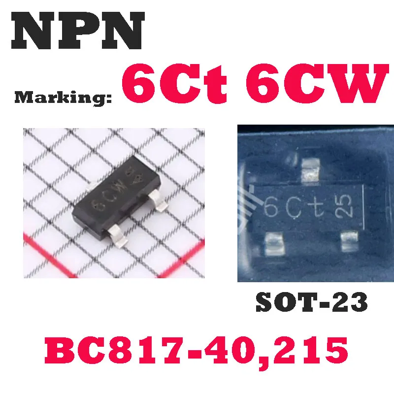 (20PCS)BC817-40,215 Marking:6Ct or 6CW NPN transistor Original Brand New Authentic