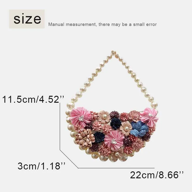 Semicircle Evening Bags For Women Luxury Designer Handbags Purses Appliques 2023 New In Beads Handle Flowers Imitation Diamond