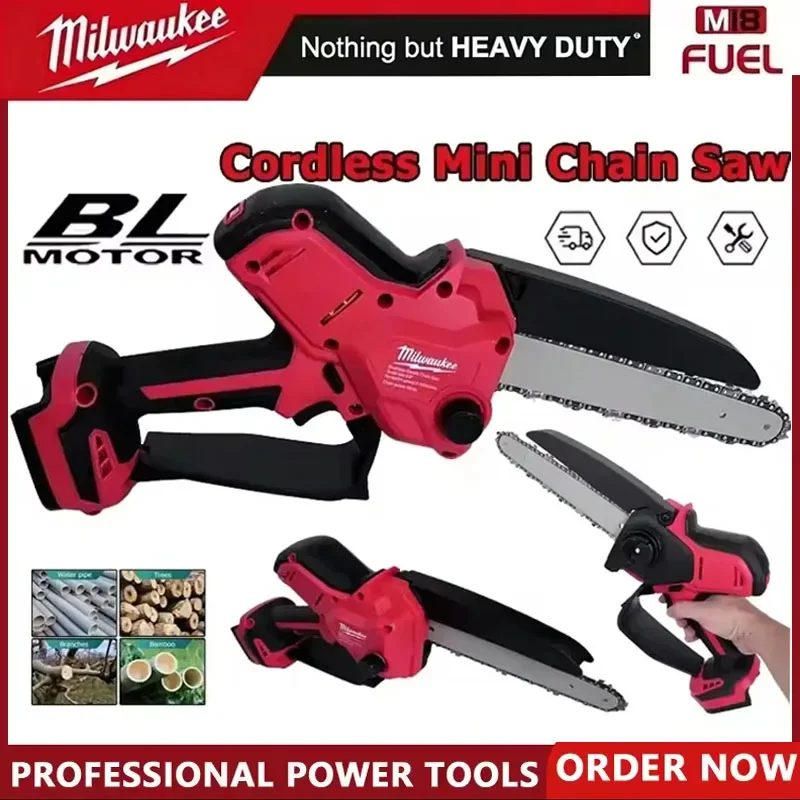 

Milwaukee 8-Inch High-Power Brushless Electric Chainsaw with Auto Oiler Wood Pruning And Cutting Power Tool for 18V Battery