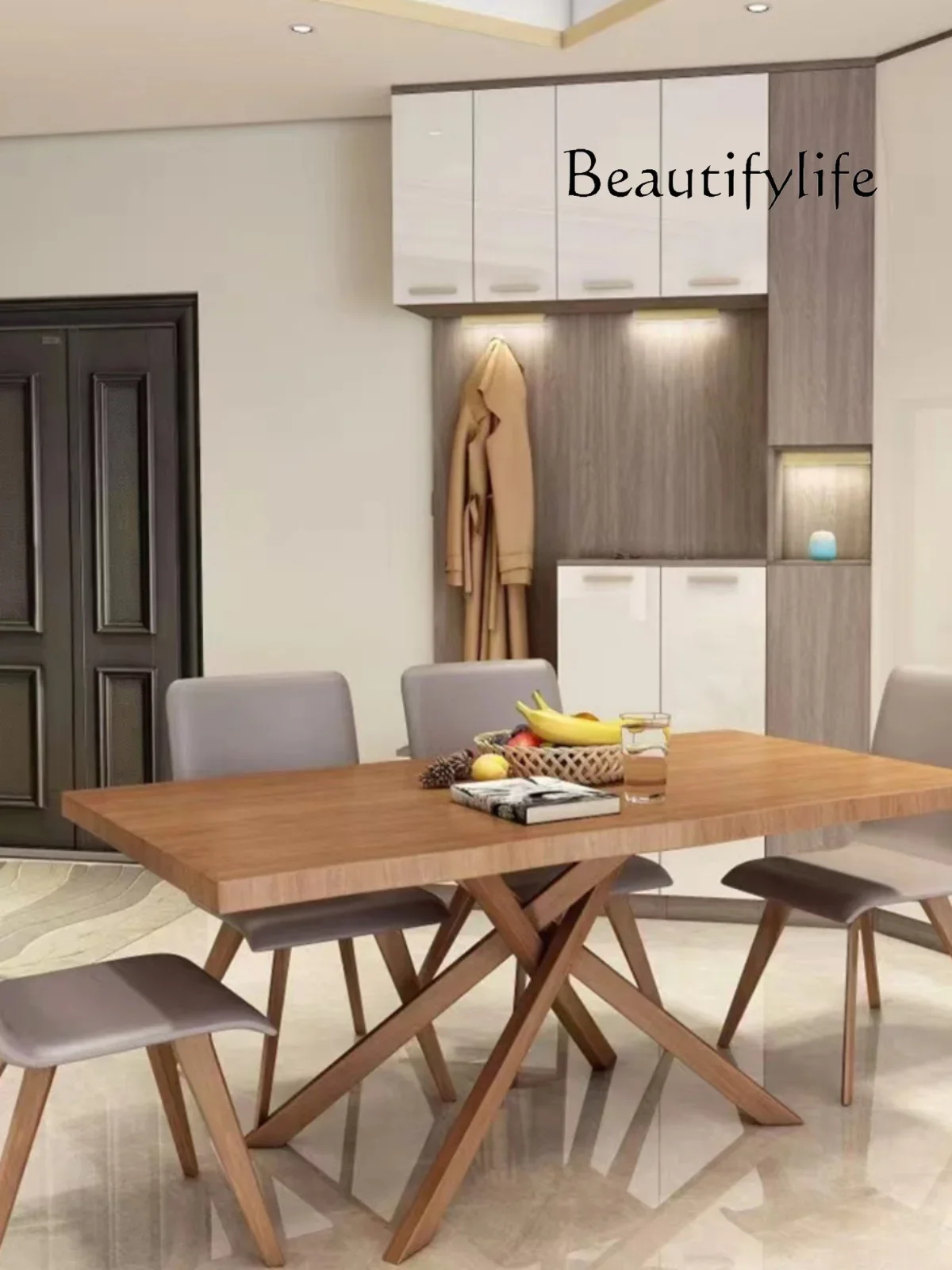 

muebles para hogar North America Black Walnut Wood Table Nordic Modern Minimalist Italian Light Luxury Long Table Solid Wood