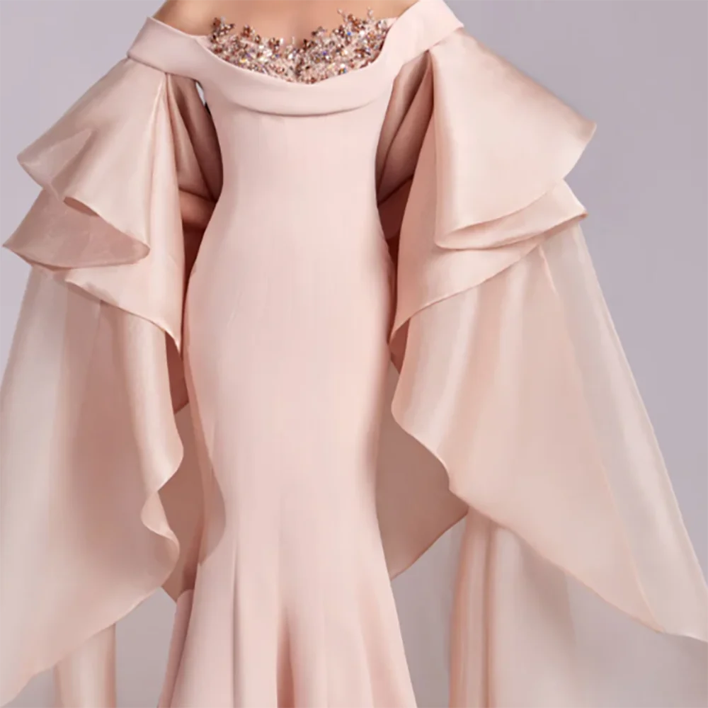 

Elegant Satin Off Shoulder Beading Sleeveless Mermaid Formal Evening Dresses Birthday Party Prom Gowns Customized