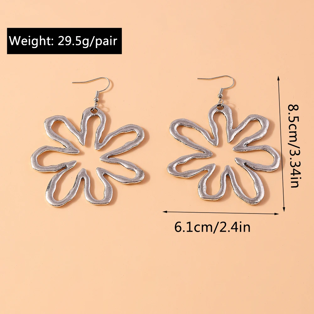 Aihua Übertriebene Metall Blumen Ohrringe Europäischen Amerikanischen Stil Persönlichkeit Mode Große Ohrringe Mädchen Reise Hochzeit Zubehör – Detail 7