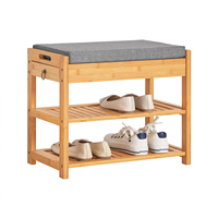 SoBuy FSR49-N Shoe bench with seat cushion and drawer Bench shoe rack Bamboo BHT approx.: 55x46x30cm