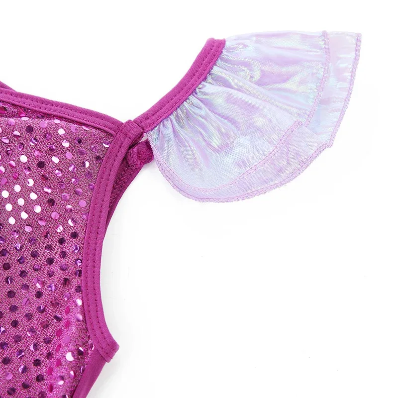 فستان حورية البحر ارييل للفتيات بأكمام قصيرة من التول التأثيري زي الأميرة كرنفال حفلة فتاة فستان الأميرة فساتين الحفلات للفتيات