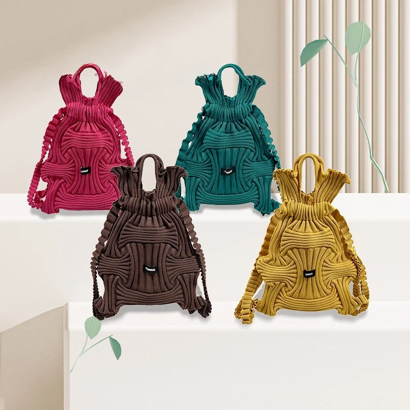 Fashionable Knitted Backpack Popular Internet Celebrity Casual Handbag Versatile Bag Leisure Stylish Polyester Material