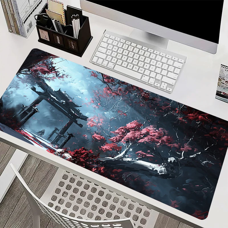 

Fantasy Art Torii Samurai Mouse Pad Laptop Anime Sakura Gaming Accessories Mousepad Office PC HD Gamer Cabinet Desk Mat Carpet