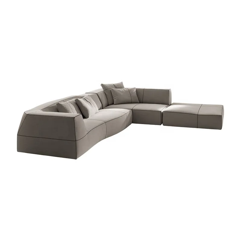 ^Modern Creative Designer L Geometric Curve Module Multi-seat Combined Bend Sofa