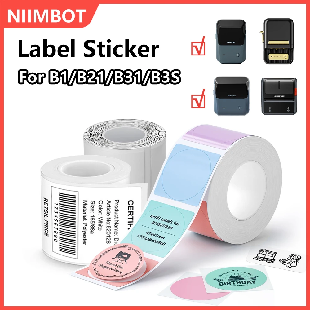 Niimbot White Labels Paper Roll Clear Color Thermal Self-adhesive Stickers Printer Paper For Niimbot B1 B21 B3S Portable Printer
