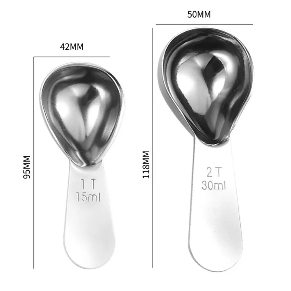 2-Piece Stainless Steel Coffee Spoon Set 1 Tablespoon 2 Tablespoon for Accurate Measuring of Ground Coffee and Spices