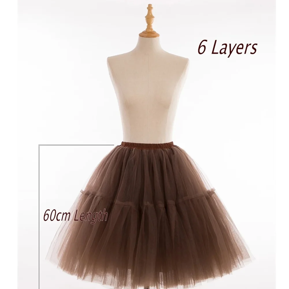 18 Colors Petticoat Dress Women's Short Skirt Soft Tutu Tulle Party Skirts 6 Layers Vintage High Waist Ball Gown Beach Dresses