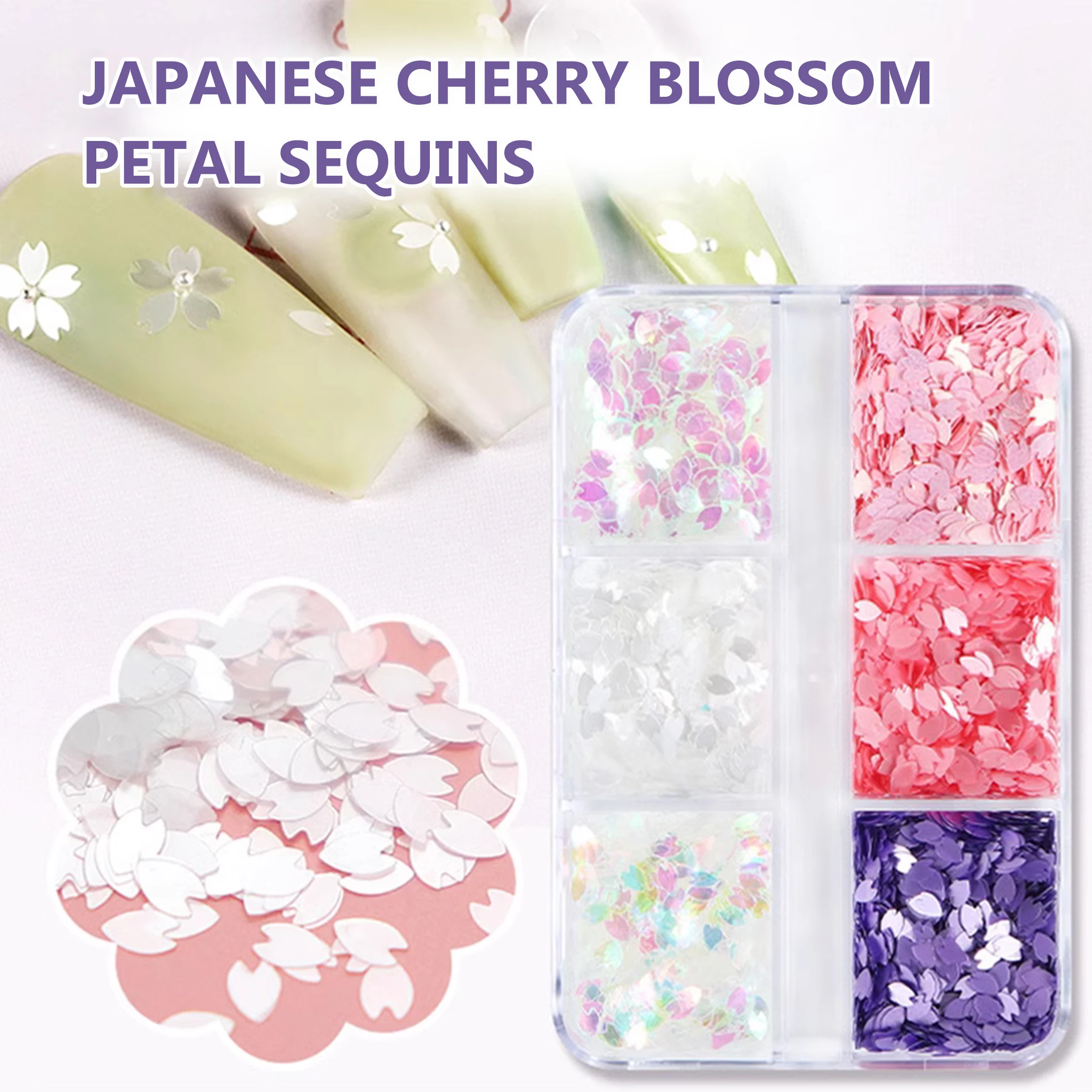 RS 1 caja de lentejuelas con purpurina para uñas de flor de cerezo, lentejuelas holográficas de flores coloridas, decoraciones en escamas para decoración de uñas para regalo de Navidad