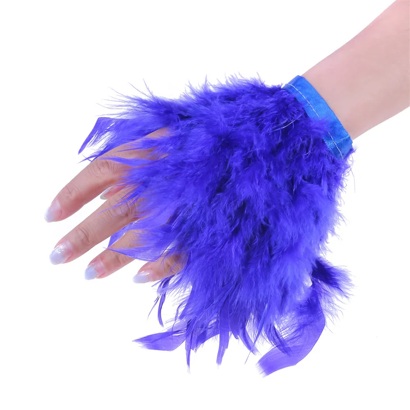 Natural Ostrich Feather Cuff Women Feather Cuffs Wrist Elegant Feather Snap Bracelet Nail Photo Cuffs Shirts Cuffs with Feather