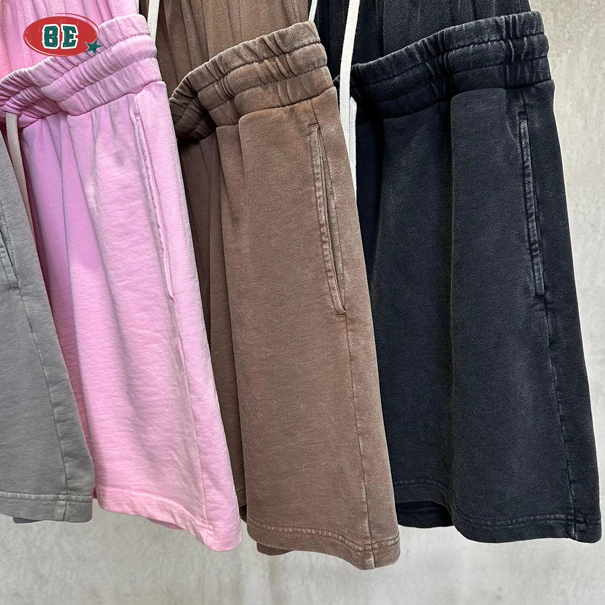 Picture 4: Men's Double Waist Head Snowflake Distressed Shorts Loose Fit Elastic Waist Cotton Short Pants Chinese Brand Trendy Clothing