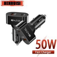 USB Car Charger PD Fast Charging For iPhone Samsung Xiaomi Huawei Quick Charge 3.0 Dual Port Type C USB Car Phone Power Adapter