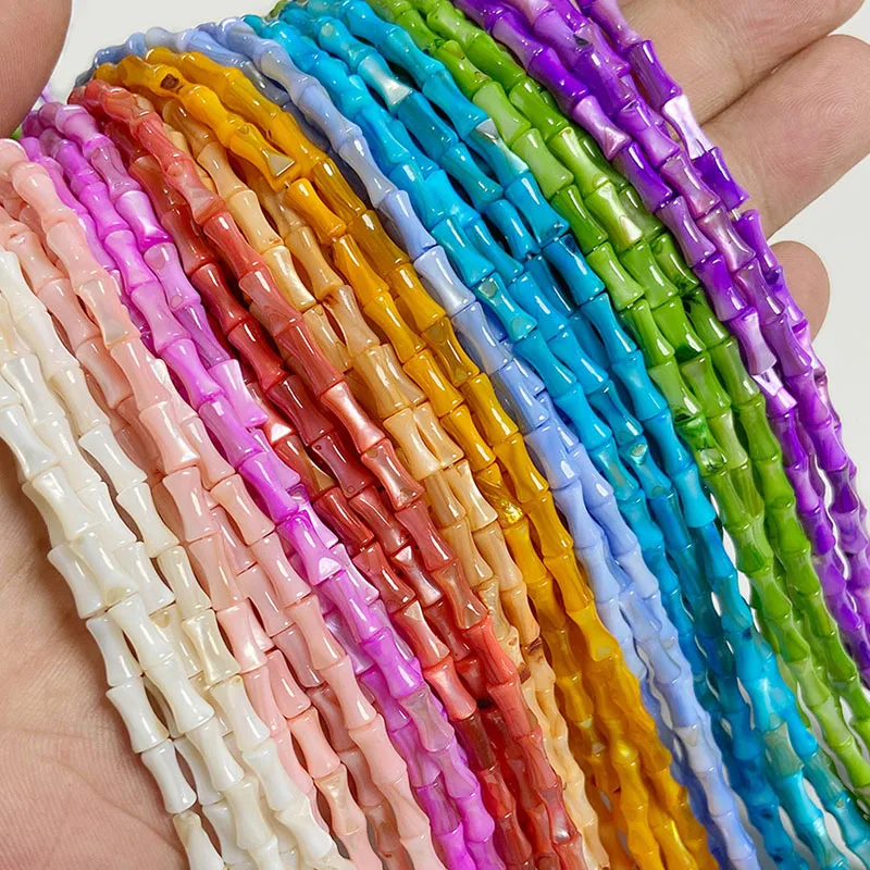 Koraliki z muszli w kształcie bambusa Naturalne kolorowe koraliki z masy perłowej Bambusowe koraliki do tworzenia biżuterii Bransoletka DIY Naszyjnik 4X8mm