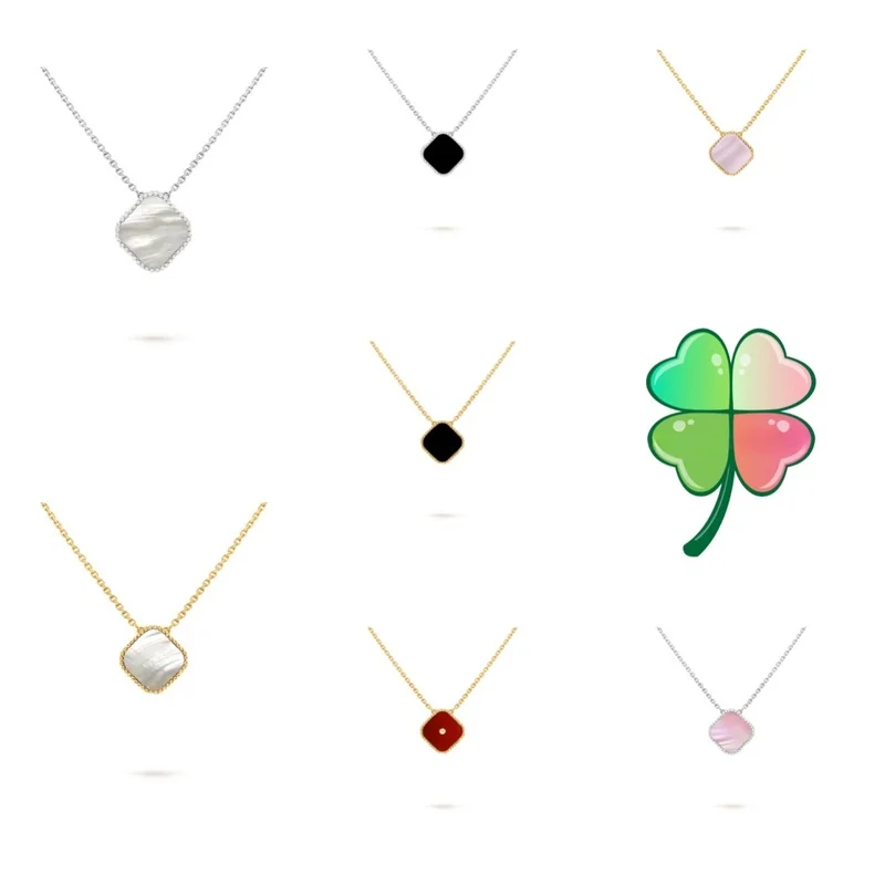 Hot Sale High-Quality 925 Silver Enamel Shell Clover Necklace Lucky Luxury Necklace Women Elegant Jewelry Gift