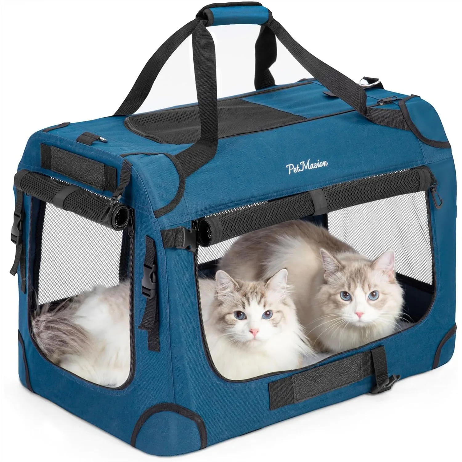 

Extra Large Cat Carrier for 2 Cats, Collapsible Soft Sided Pet Crate, Car Travel Bag 24"x16.5"x16.5", 55 lbs Capacity