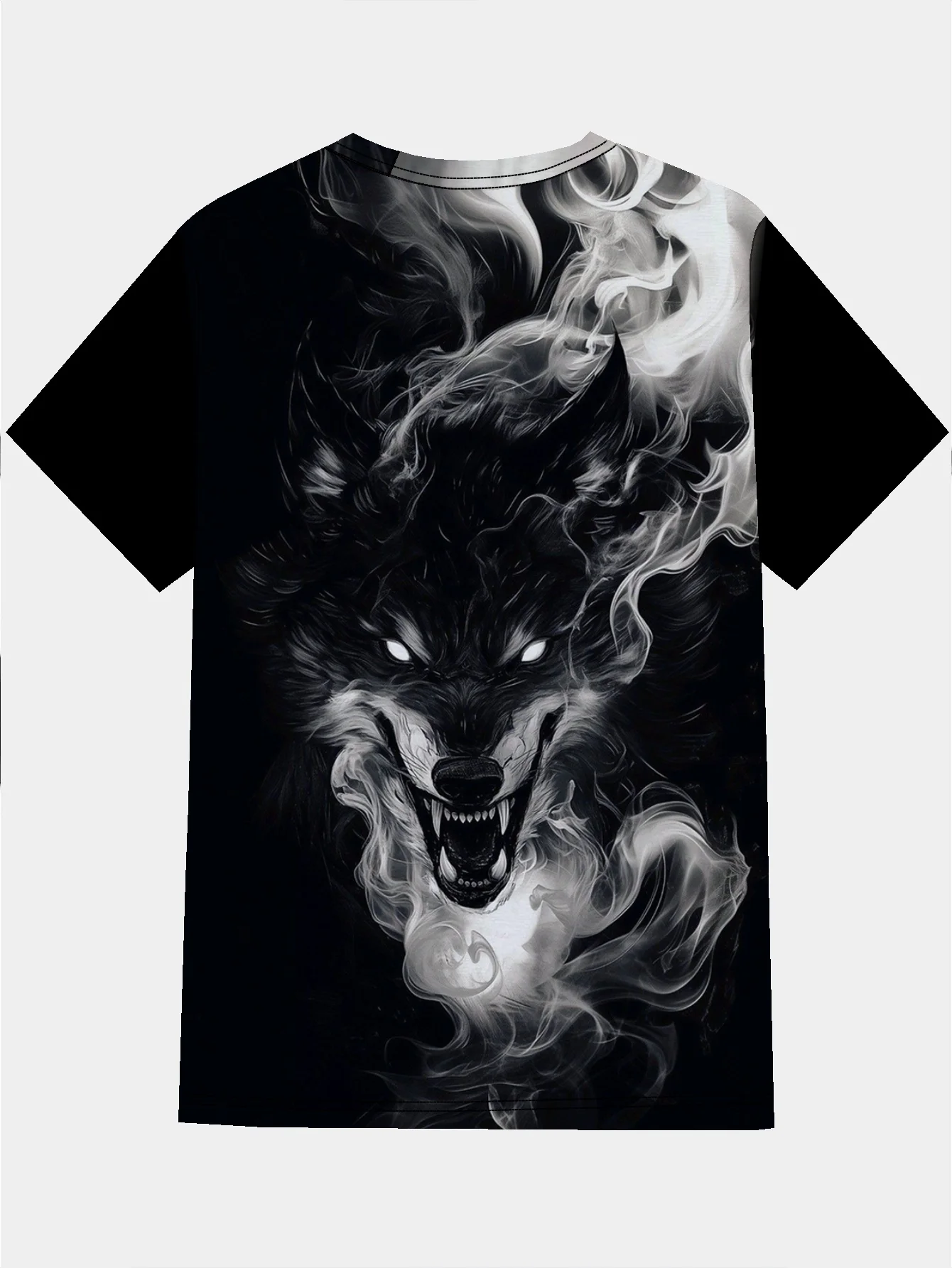 تي شيرت بطبعة جرافيك شرسة باللونين الأبيض والأسود | تي شيرت كاجوال برقبة دائرية للرجال | للملابس الرياضية في الشوارع الخارجية #4