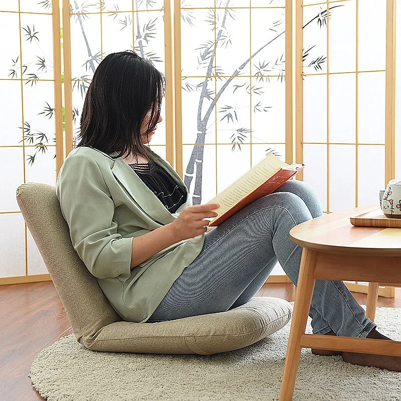 Japanese Legless Tatami Floor Chair 5-Level Adjustable Lazy Recliner Bay Window Lounger