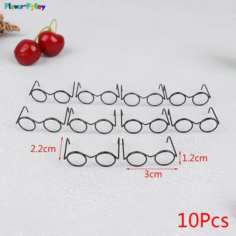 2/10/12Pcs Fashion Round Frame Lensless Retro Cool Doll Glasses For Doll 30cm Round Frame No Lens Retro Cool Doll Glasses Black