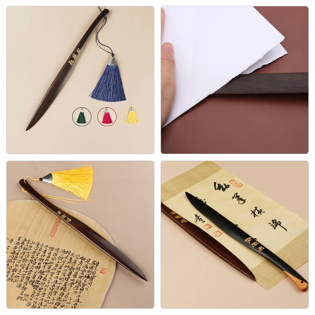 قاطعة ورق الأرز الخشبية، تصميم مريح خفيف الوزن للخط، فتاحة مغلف ورقية للمكتب والمنزل، محمولة #3