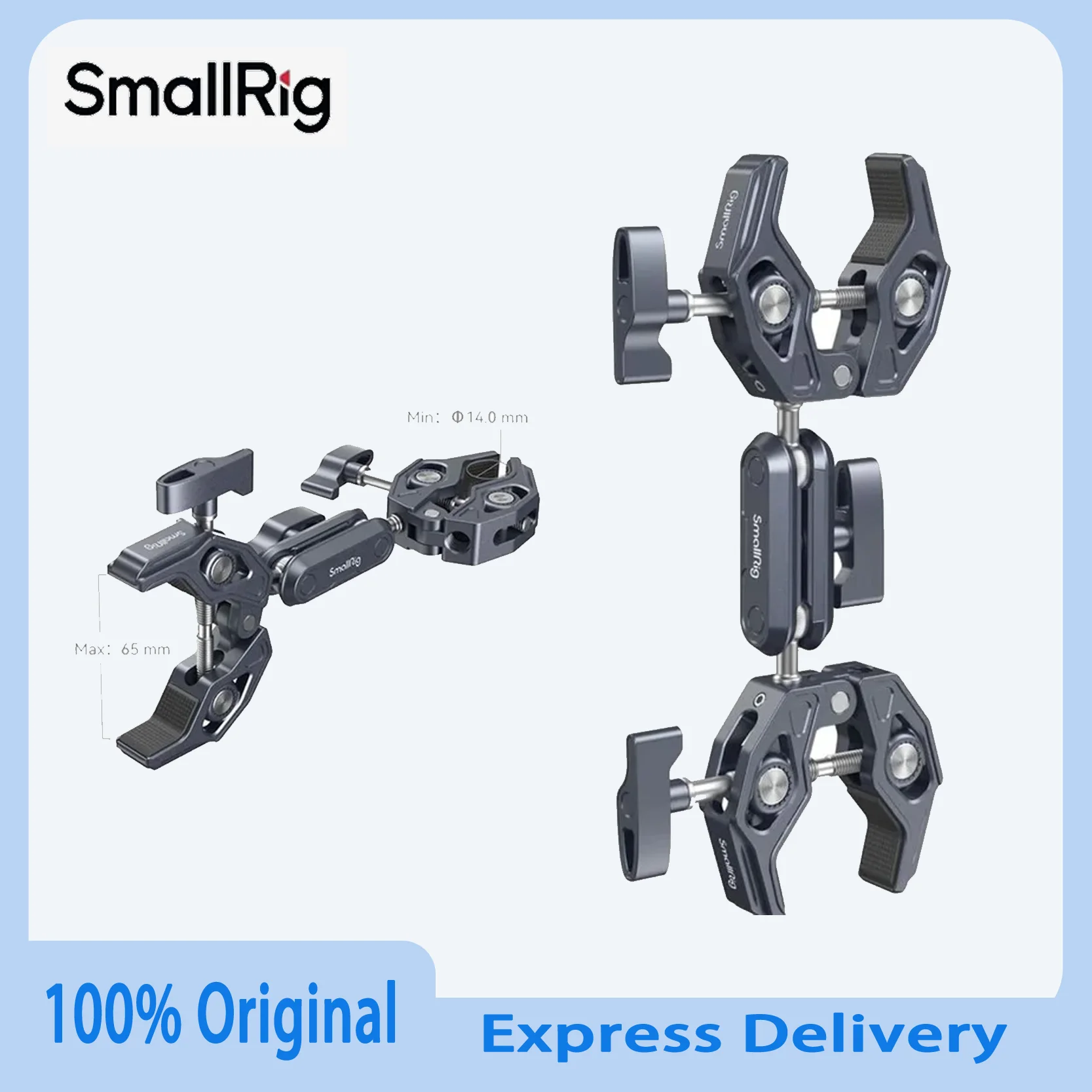 

Оригинальный SmallRig Super Clamp, двойные зажимы в форме краба, адаптер с шаровой головкой с двойным рычагом 4103, для зонта-штатива Action Chamber