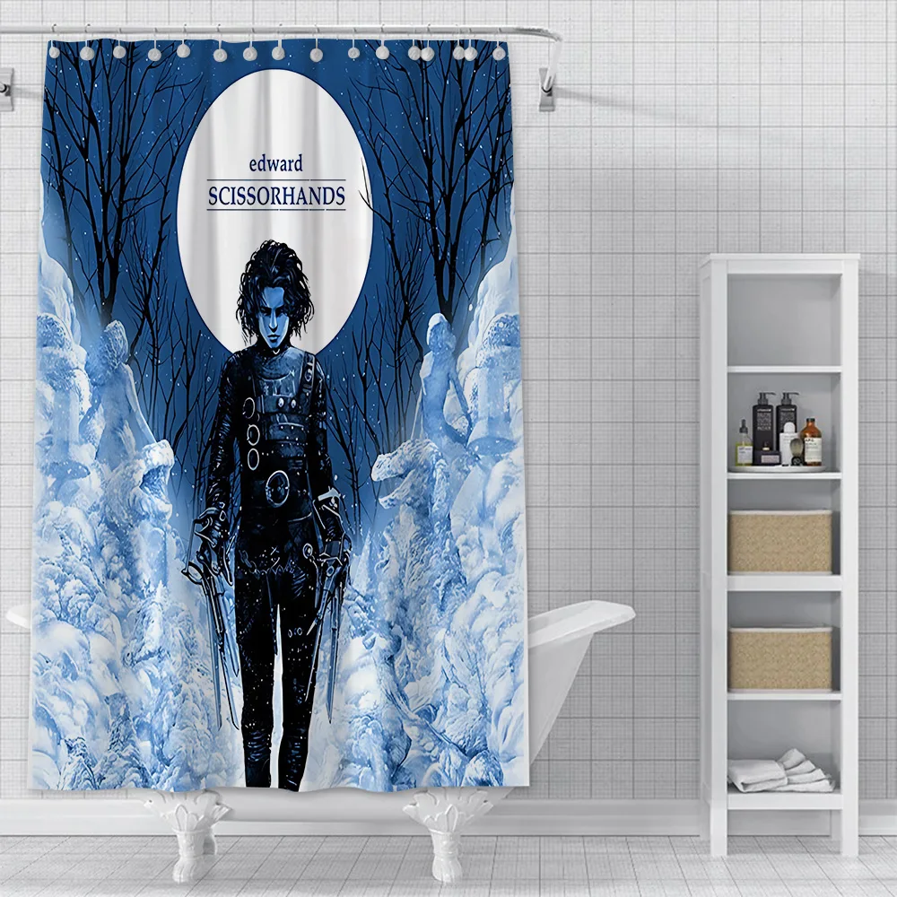 Shower Curtain E-EdwardS S-Scissorhands Waterproof Polyester Fabric Paint Bath Curtains Home Bathroom Decor Curtain With Hook