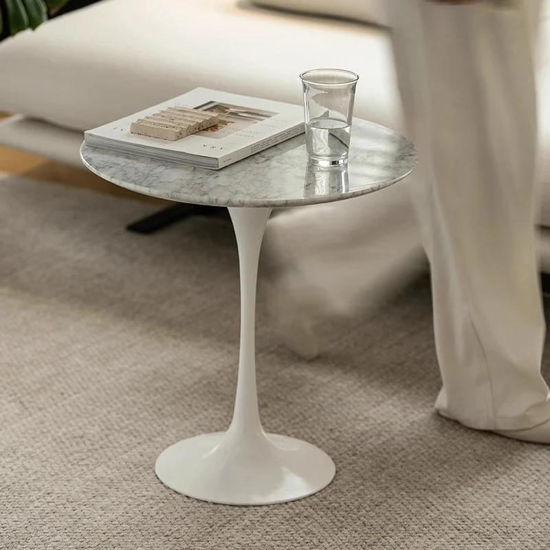 

*W forNordic Luxury Tulip Coffee Table - Designer Marble Side Table for Home Living Room Small Space, Sofa End Round Table*