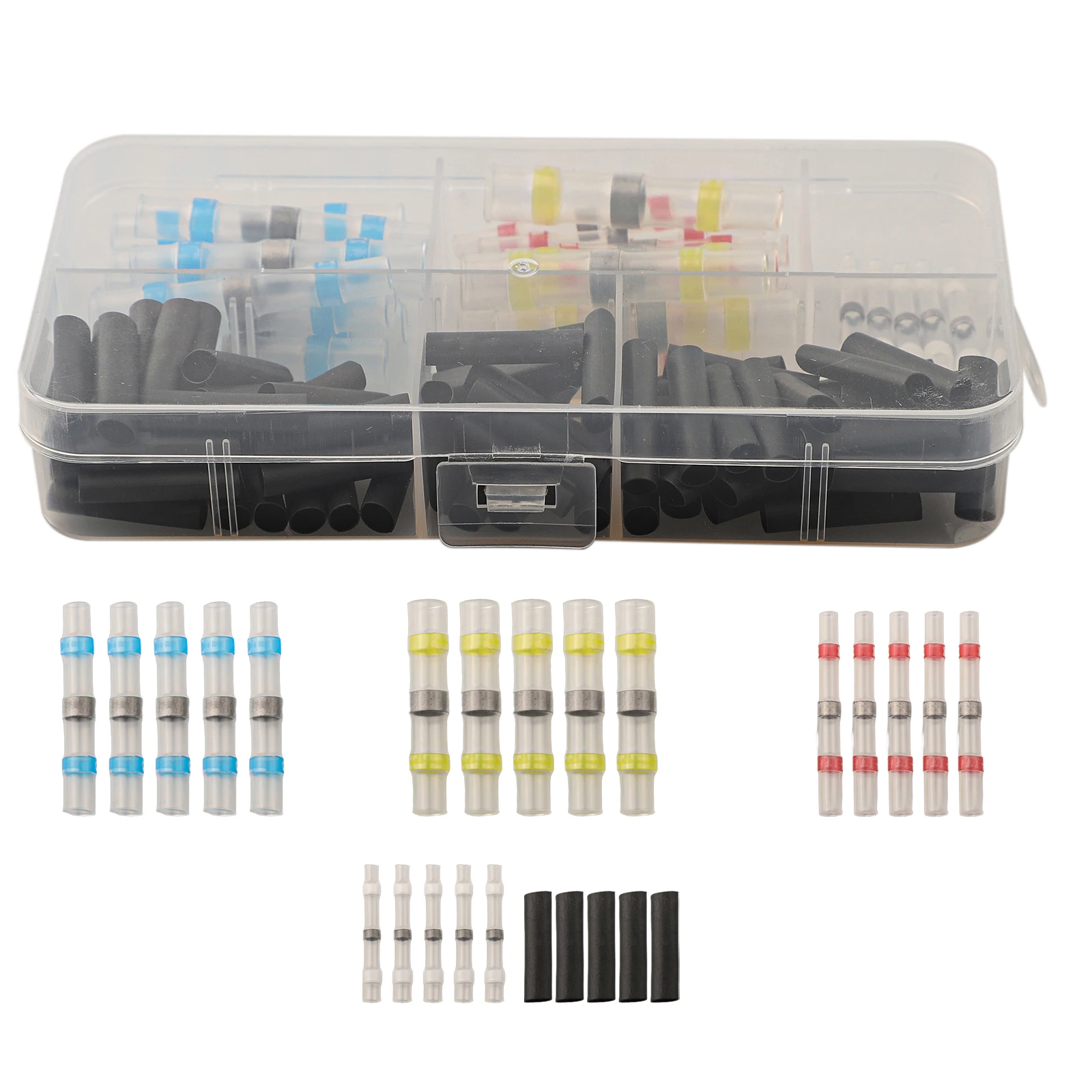 100Pcs Solder Seal Sleeve Heat Shrink Butt Wire Connector Terminal Waterproof With Box For Welding Insulating Sealing Wires