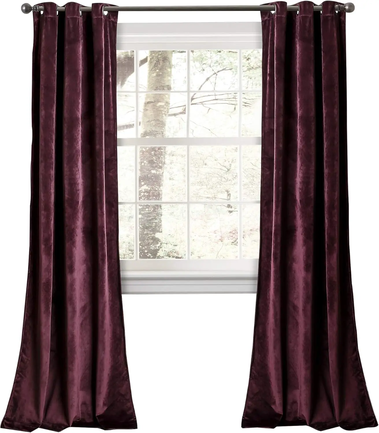 

Prima Velvet Curtains Color Block Light Filtering Window Panel Set for Living, Dining, Bedroom (Pair), 38" W x 84" L, Pl