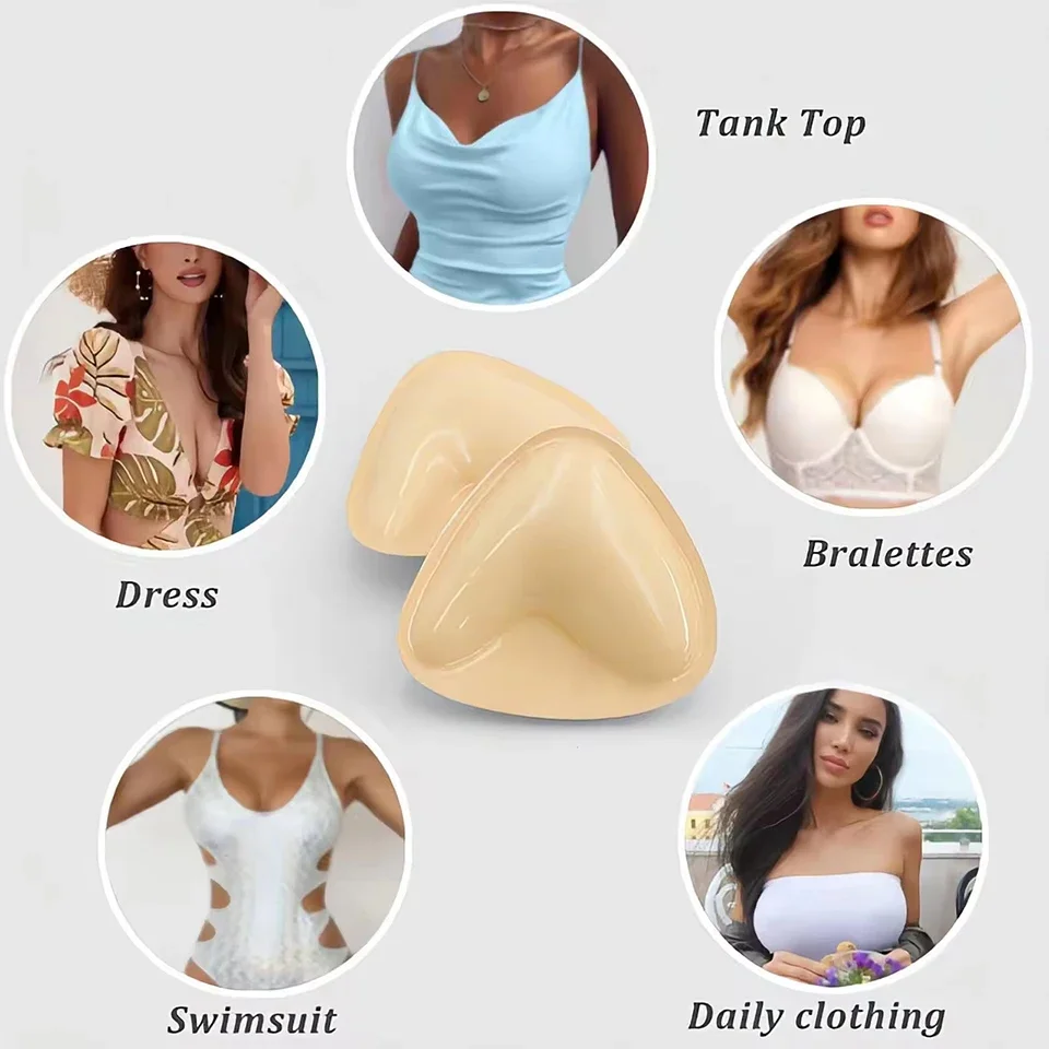 Triangle Ultra Boost Inserts Bra Double-Sided Sticky Bra Pads Adhesive Cup Enhancer Breast Lift Bra Pushup Bikini Pad Swim Sport