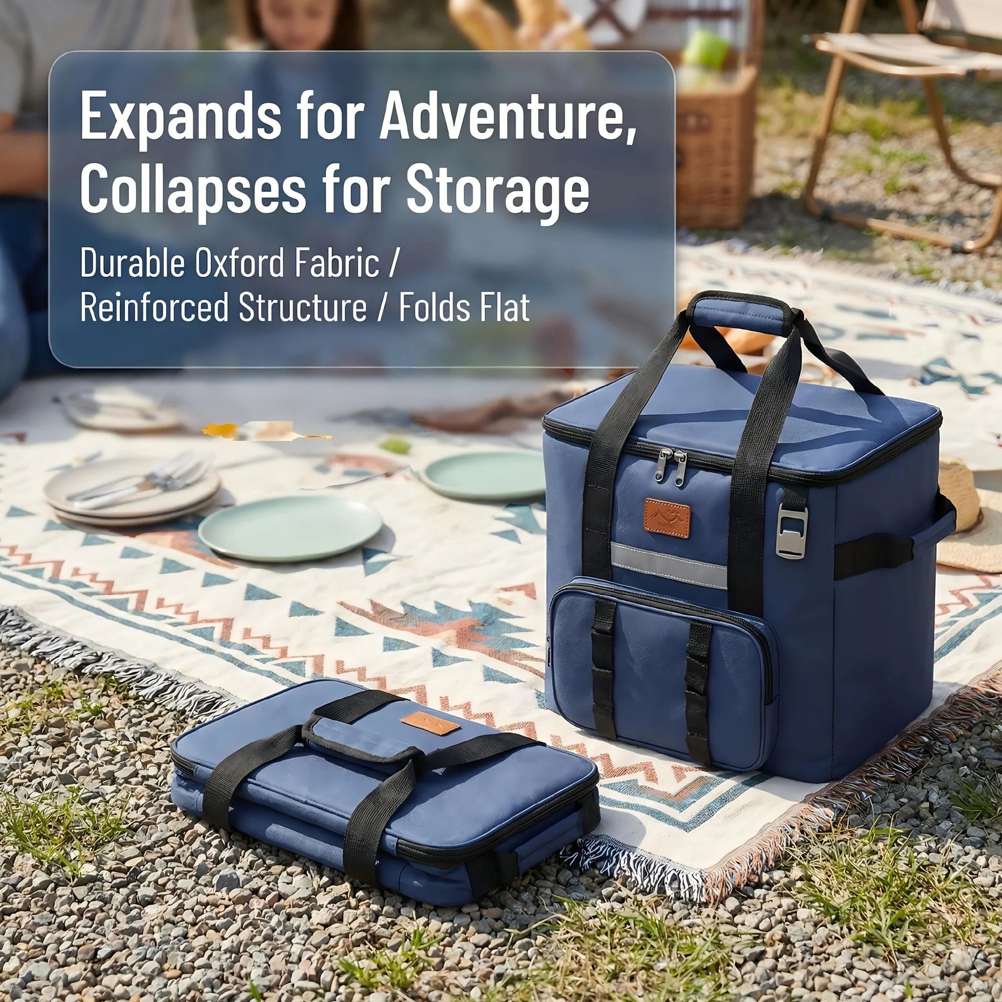 40L Faltbare Thermische Lebensmittel-Tragetasche für Große Isolierte Kühltaschen mit Reißverschluss Tragbare Auslaufsichere Picknicktasche für Camping Strand – Detail 3