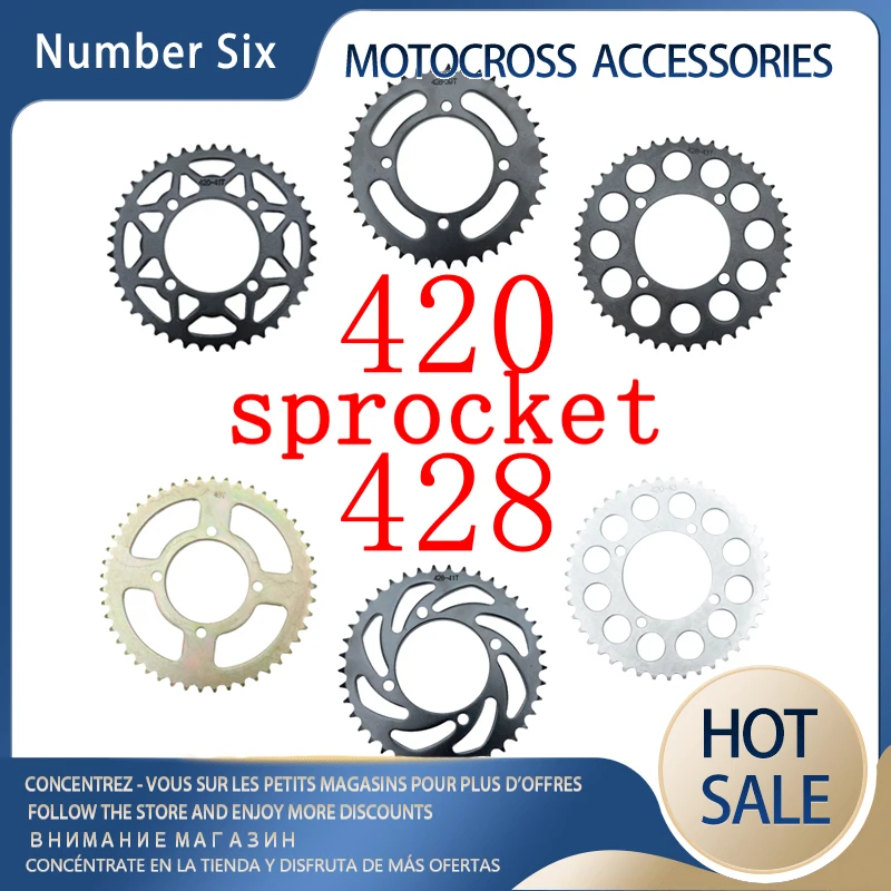 420/428 Chain 35T/37T/39T/41T/43T/45T/48T Motorcycle Chain Sprocket Rear Sprocket For 110cc 125cc 140cc Dirt Bike ATV