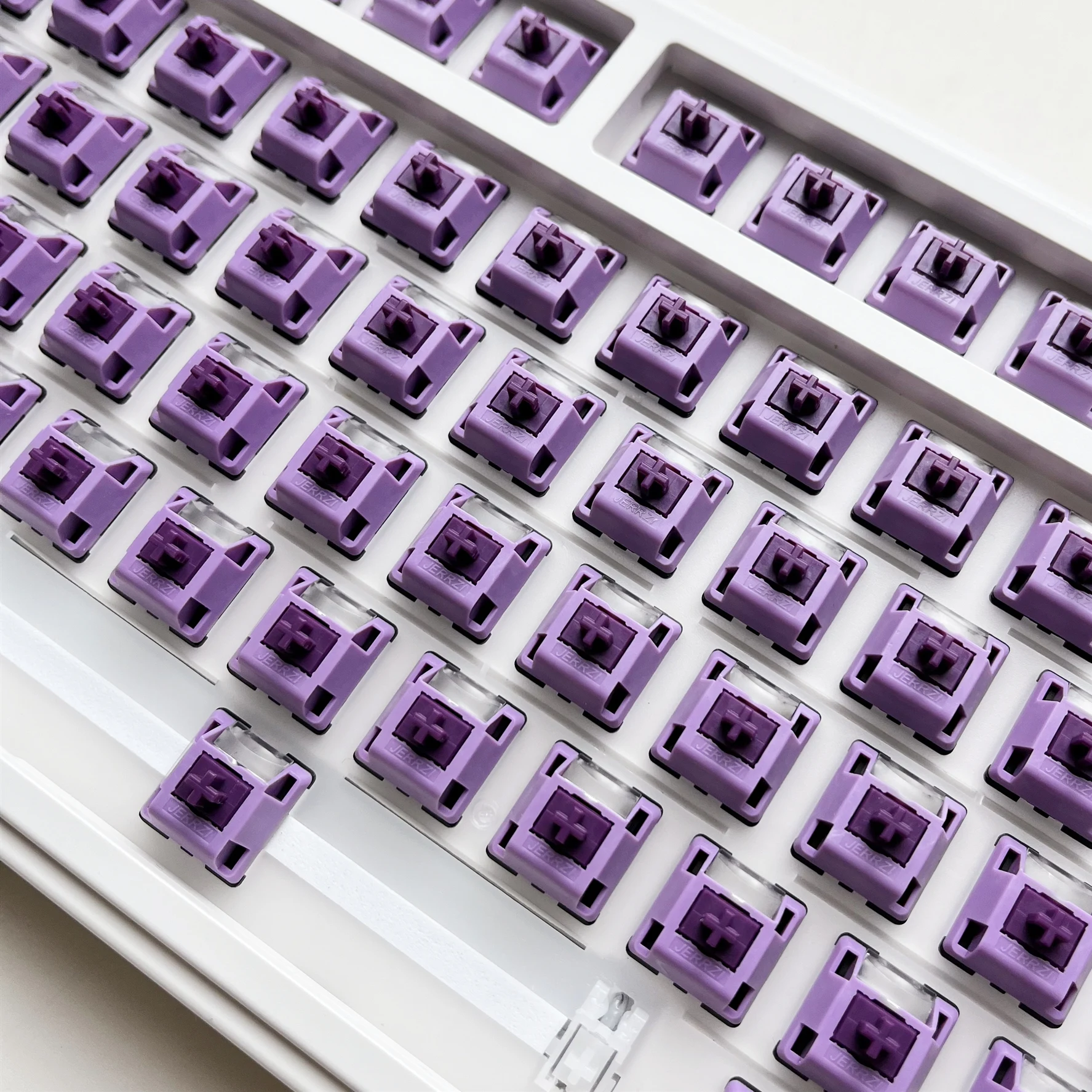 Jerrzi Blueberry Mousse Keyboard Switches,Linear 5-Pin 40gf RGB Factory Pre-lubed Switches for MX Mechanical Keyboard 10-110PCS