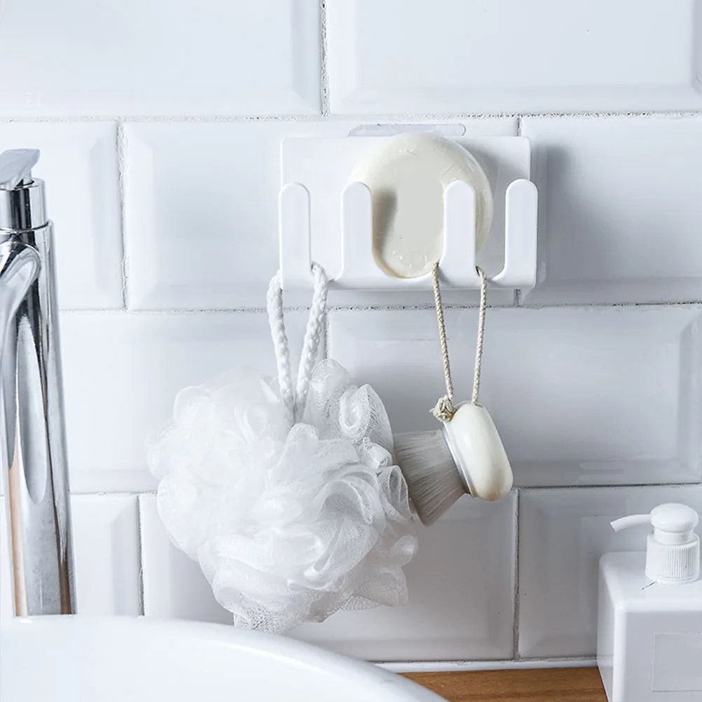 

2 Pcs Hook Rack Soap Holder Bathroom Plastic Dish for Shower Wall Mount Tray Wooden