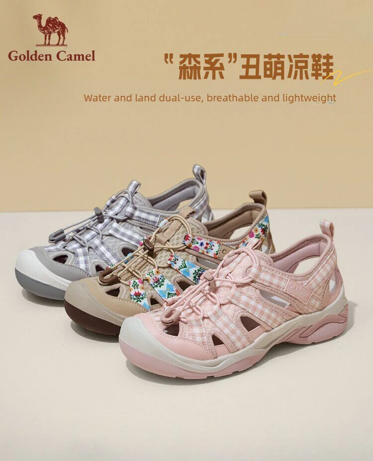 

Golden Camel Women's Outdoor Sandals 2026 Spring Fashion Breathable Beach Shoes Soft Sole Anti-slip Lightweight Casual Sandals