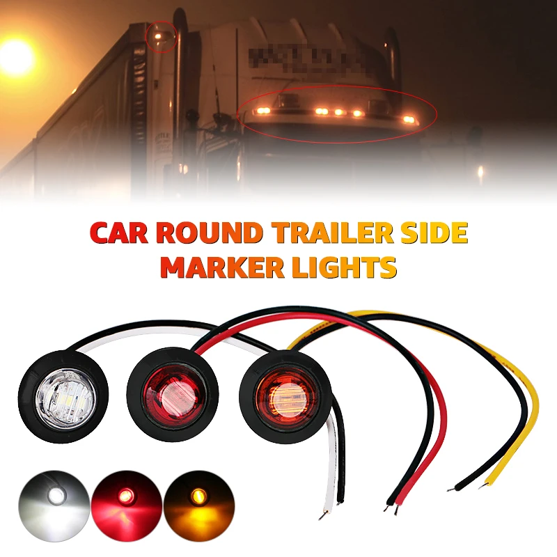5Pcs Car LED Side Marker Indicators Light Truck Tail Lights Trailer Lorry 12V 24V External Clearance Turn Signal Lamp