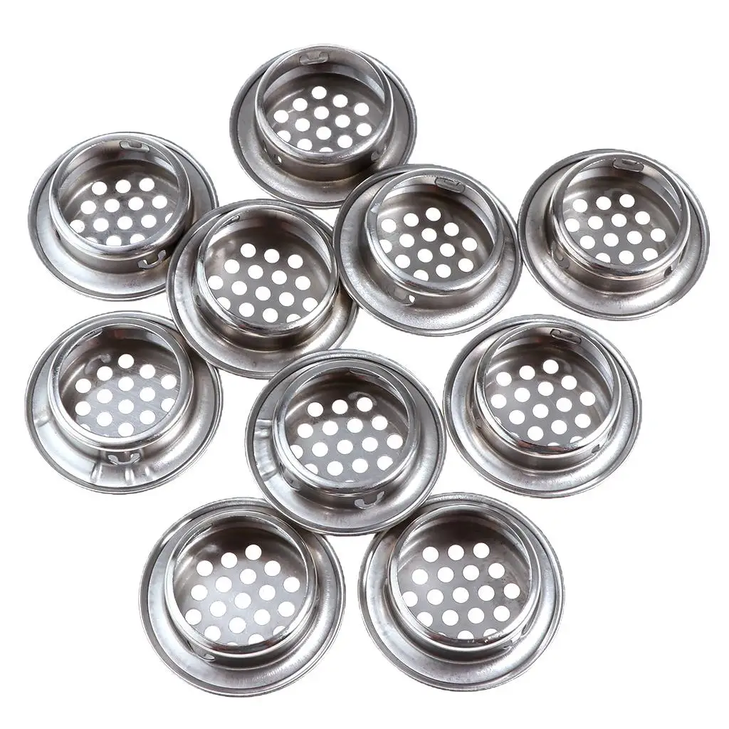 10Pieces Metal Slope Round Type Cabinet Air Vent Cover Mesh Hole Louver Exhaust