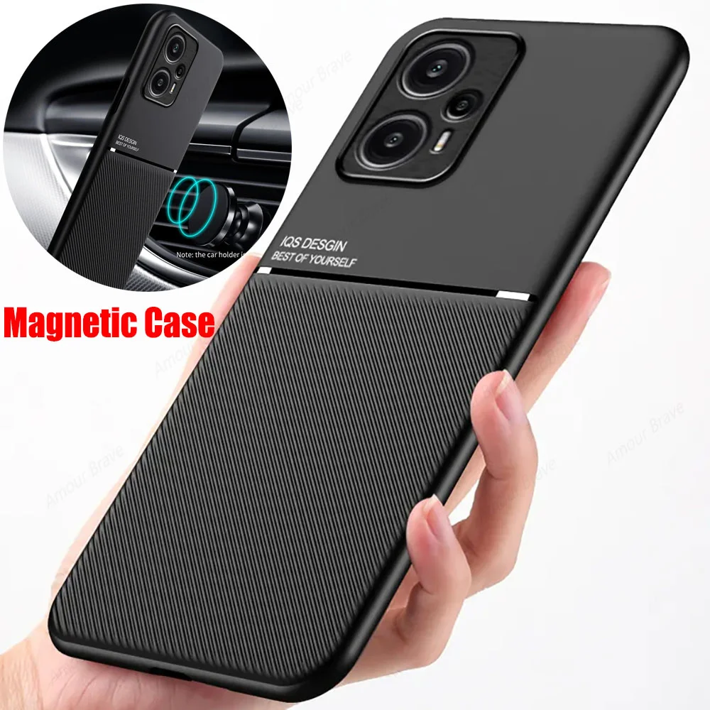 Leather Texture Magnet Case For Poco F5 X5 X4 Pro 5G X3 M3 M4 Pro M5 F4 X3 GT Cover For Poco F3 X3 X5 F5 Pro Car Magnetic Case