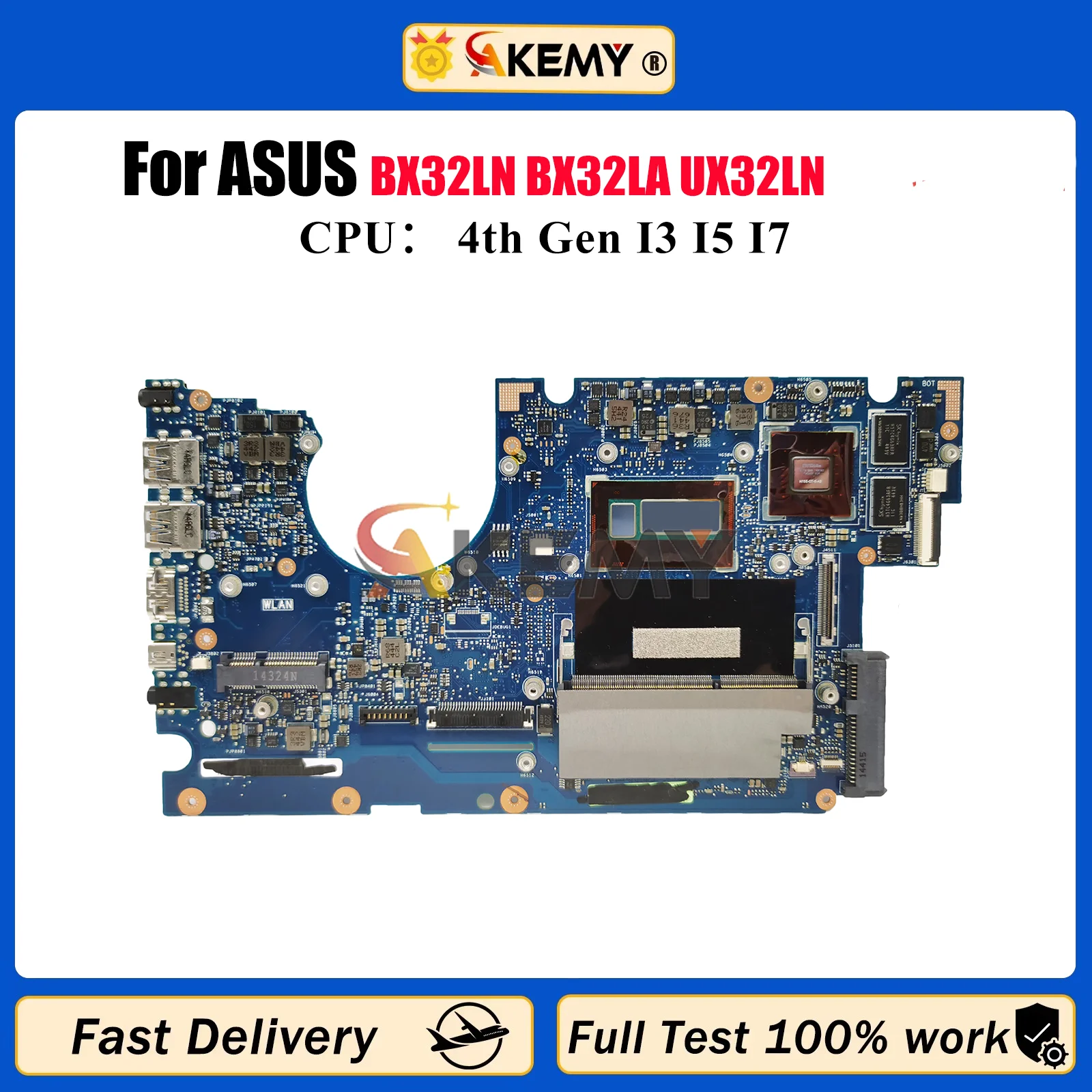 

Материнская плата UX32LN для ноутбука ASUS ZenBook UX32L BX32LN BX32LA UX32LN, материнская плата для ноутбука с процессором I3 I5 I7, 100% тест, ОК, быстрая доставка