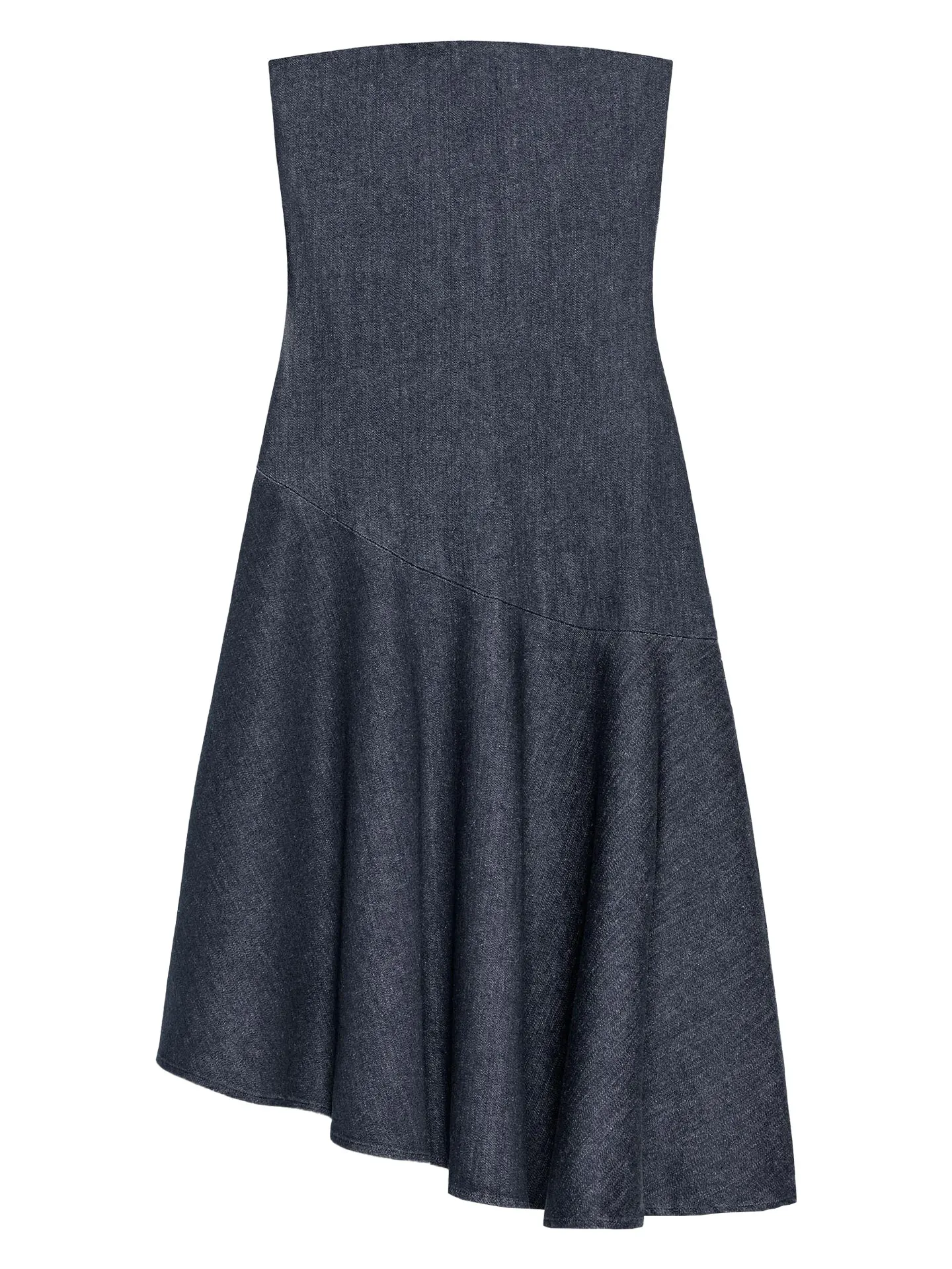 ZAPRHA Asymmetric Pure Desire Sle Denim Tube Dr Slimming A-Line Casual Dr for Women Autumn 2025 Zipper Closure